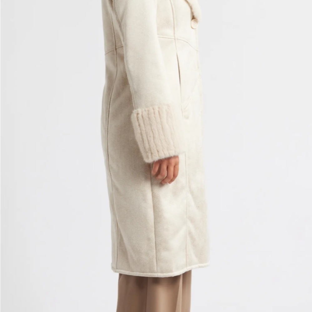 VIA SPIGA DARK TAUPE WOMEN NORTCH COLLAR COAT WITH FAUX FUR TRIM SIZE LARGE NWT - Picture 15 of 16
